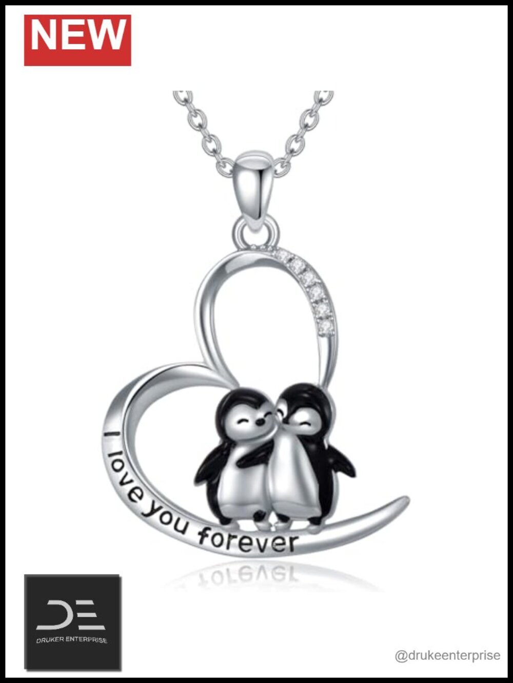 925 Sterling Silver Penguin Pendant Necklace for Women